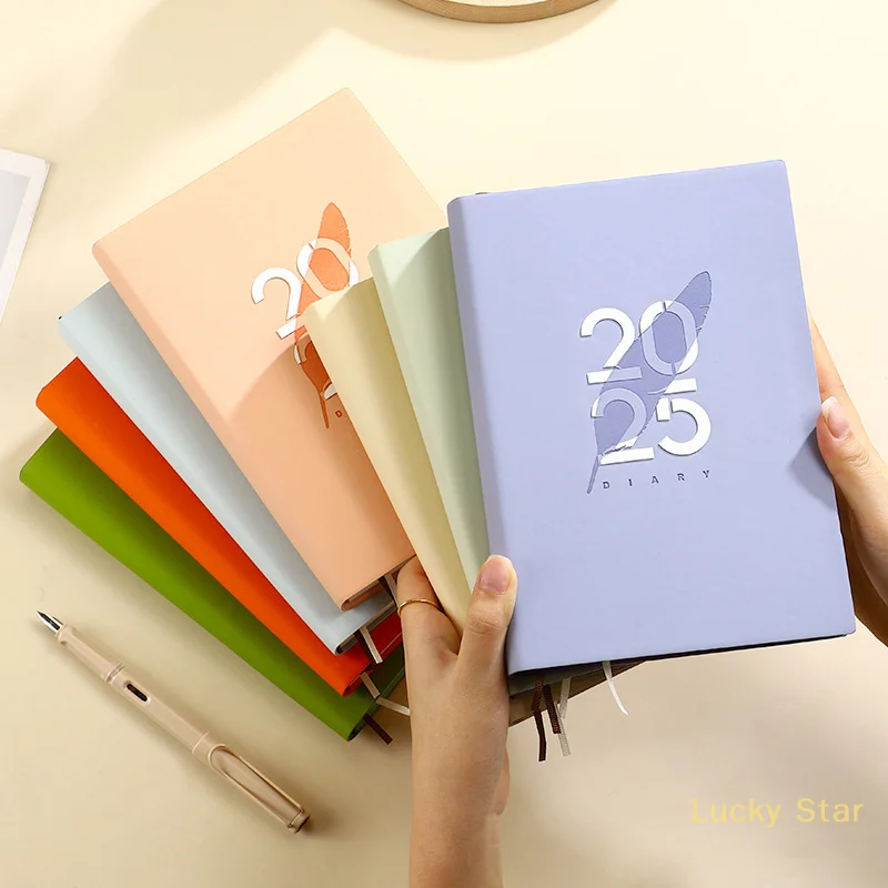 Stylish Leather Cover Weekly Monthly Planner Notebook 2025 Planner Notebook Portable A5 Agenda Diary Notebook School Supplies【a】