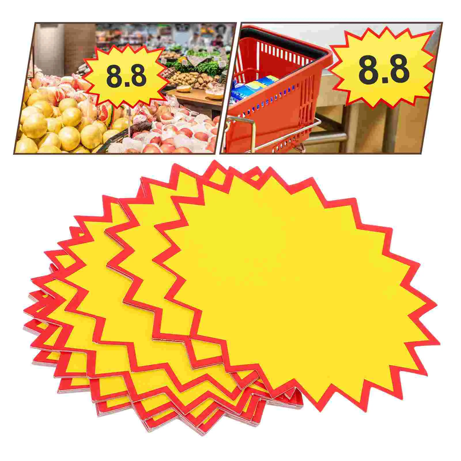 100/200pcs Price Tag Advertising Paper Explosion Sticker Signs Price Tags Sales Price Label Tags For Supermaket Store 11x6cm