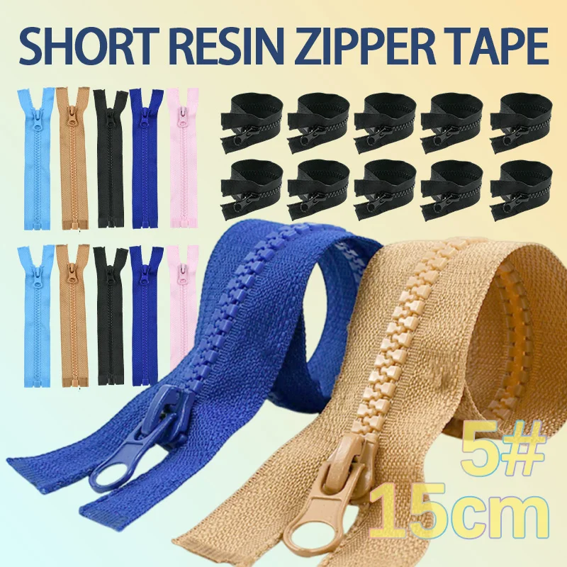 

5/10/20Pcs 15cm 5# Mini Resin Zippers Open-End Separable for Handmade Doll Clothes Hoodie DIY Sewing Supplies