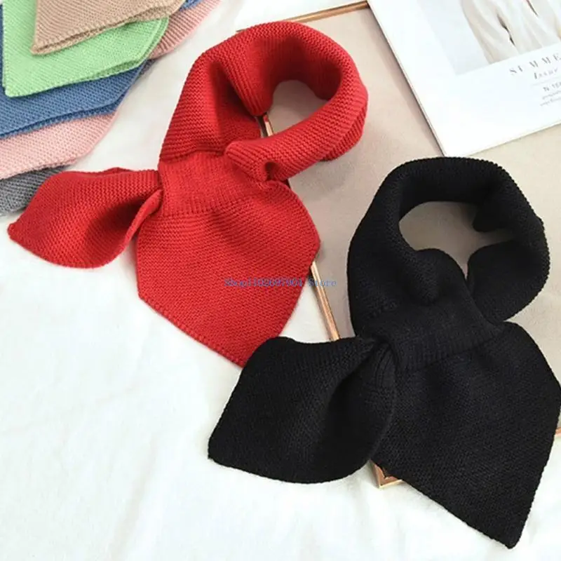 

N7YF Women Knitted for Cross Collar Scarf Winter Warm Solid Color Loophole Neckerchie
