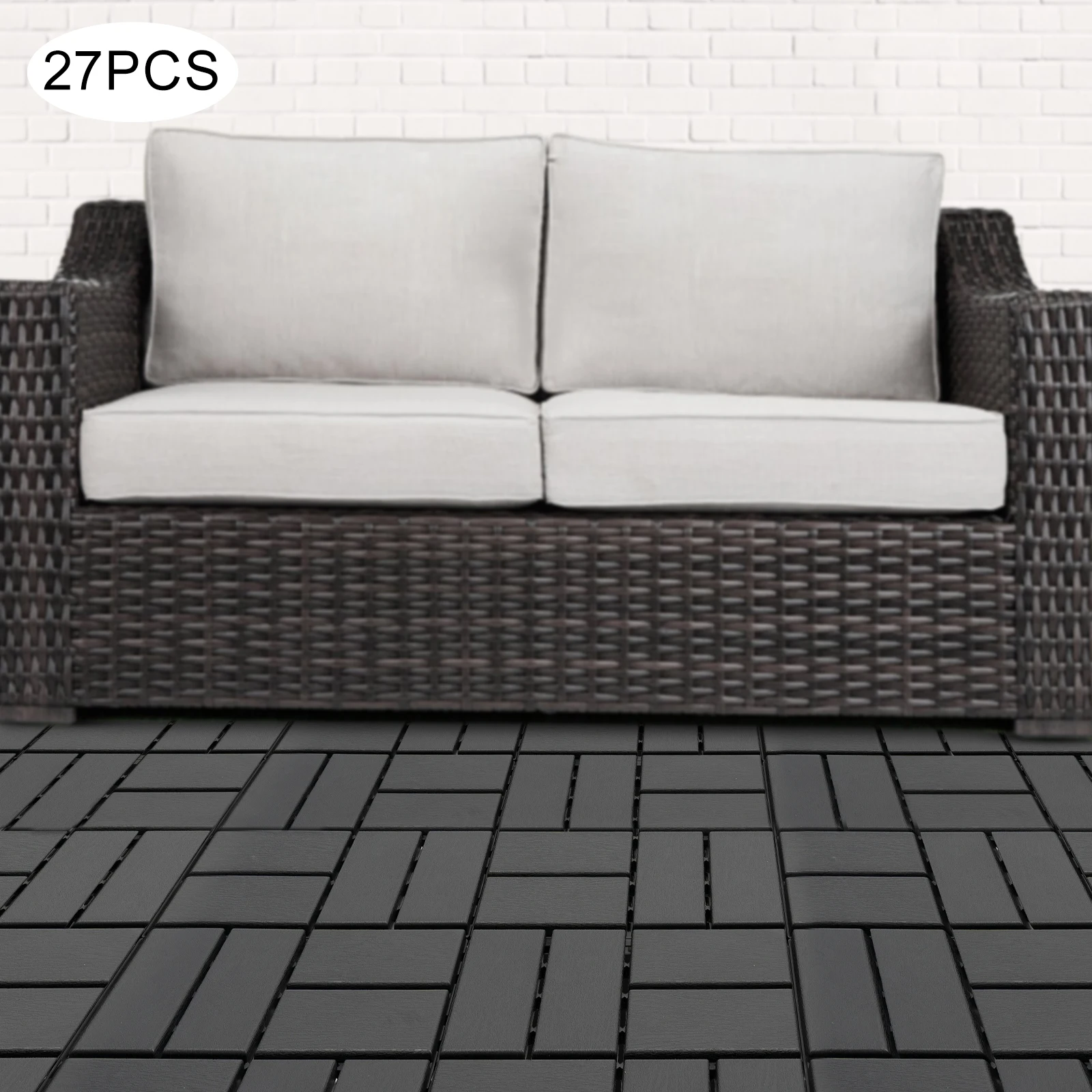 

27 шт. переплетенная палубная плитка 12 "x 12" переплетенная настильная плитка для наружного использования водонепроницаемые моторики для патио для бассейна, балкона, заднего двора