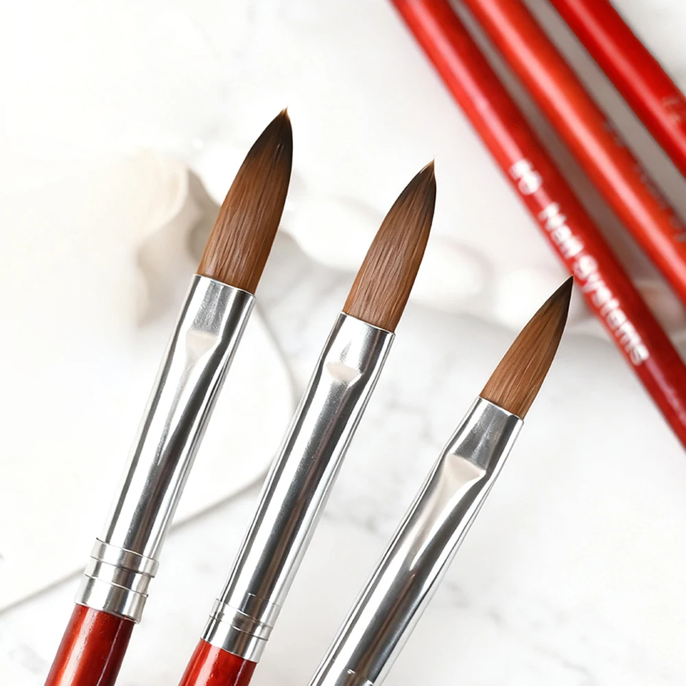 Brosse à ongles en acrylique, 1 pièce, manche en palissandre, conception sculptée pour Extensions de liquide, outil de brosse à poudre pour manucure et peinture