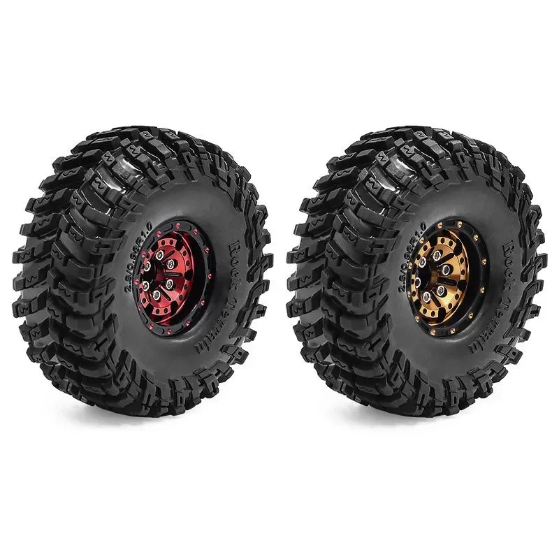Black Coating Brass 1.0" Beadlock Wheel Tires Set for 1/18 RC Crawler Car Axial SCX24 AX24 TRX4M FCX24
