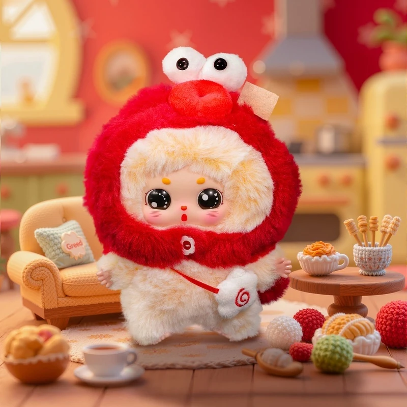 정품 재고 베이비 쓰리 리틀 처비 빈 오늘 뭐 먹어야 할까요 시리즈 블라인드 박스 귀여운 비닐 플러시 인형 백팩 펜던트 선물