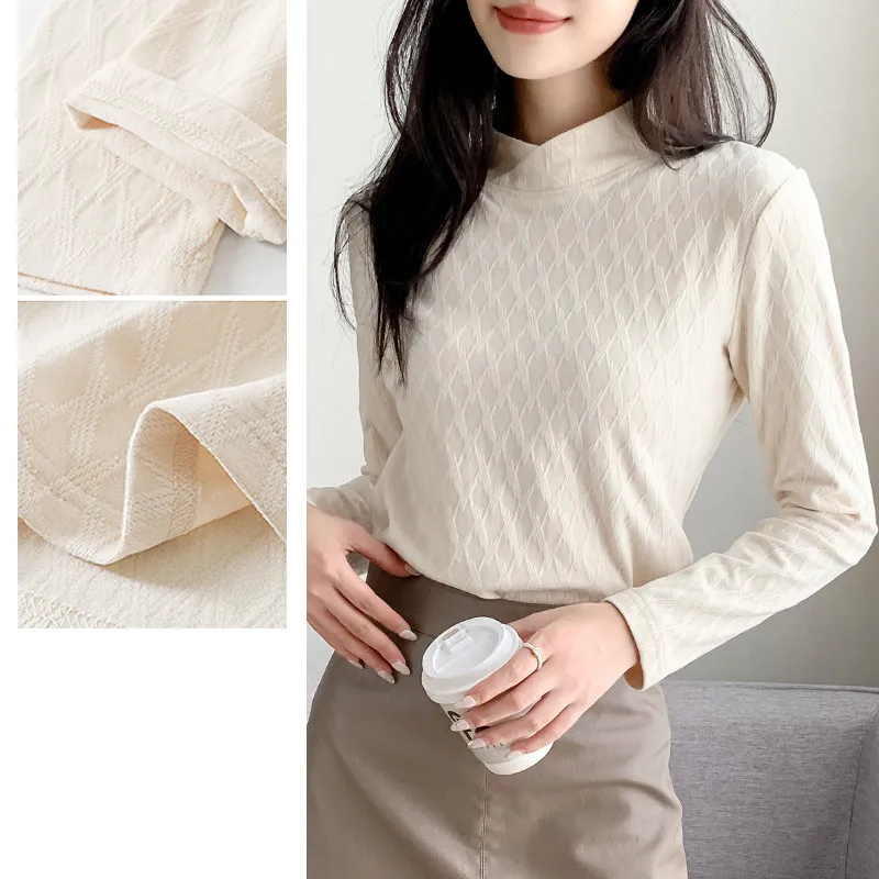 Women'S Autumn And Winter New Style Underlay Knitted Top Fashion Trend Versatile Half High Neck Pullover Bottom Shirt Female