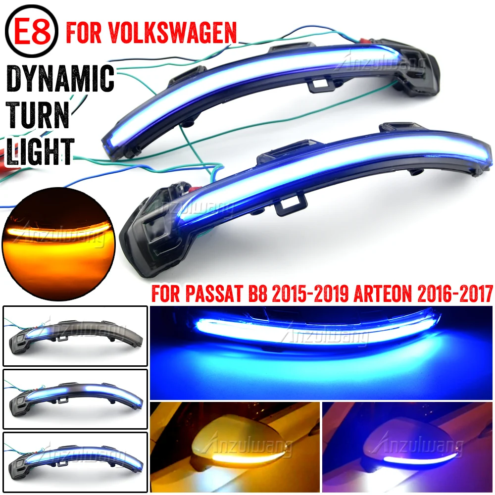 

Fit For VW New Passat B8 2015-2019 2 pieces Dynamic LED Turn Signal Light Side Mirror Indicator Sequential Blinker