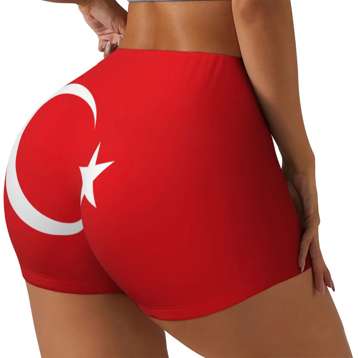 

Women's Yoga Shorts Turkey Flag Style Scrunch Booty Butt Lifting Comfort Fitness Gym