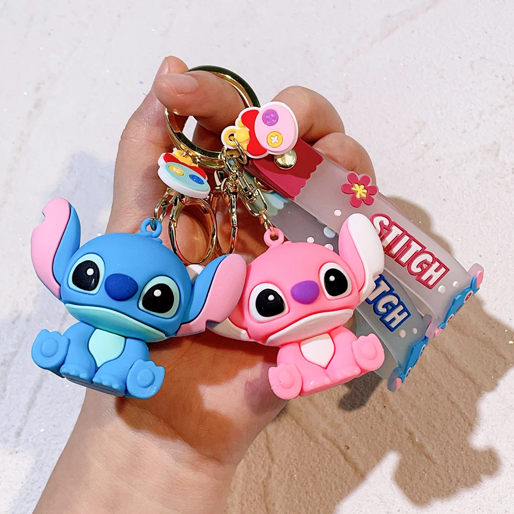 Disney Lilo & Stitch Keychain Cartoon Figure Coffee Candy Stitch Silicone Pendant Keyring Car Key Holder Jewelry Accessories image 4