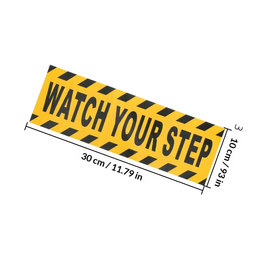 4Pcs Watch Your Step Anti-Slip Floor Sticker High-Visibility PVC Safety Warning Tape for Stairs Hallways Offices Malls Indoor