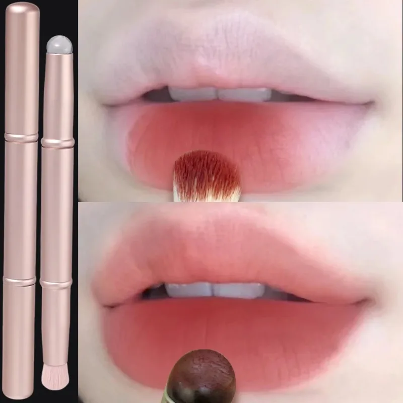 Doppel köpfiger Silikon lippen pinsel q weiche Lippenstift-Make-up-Pinsel für Lippen balsam Lip gloss Lippenstift Concealer Multifunktion pinsel