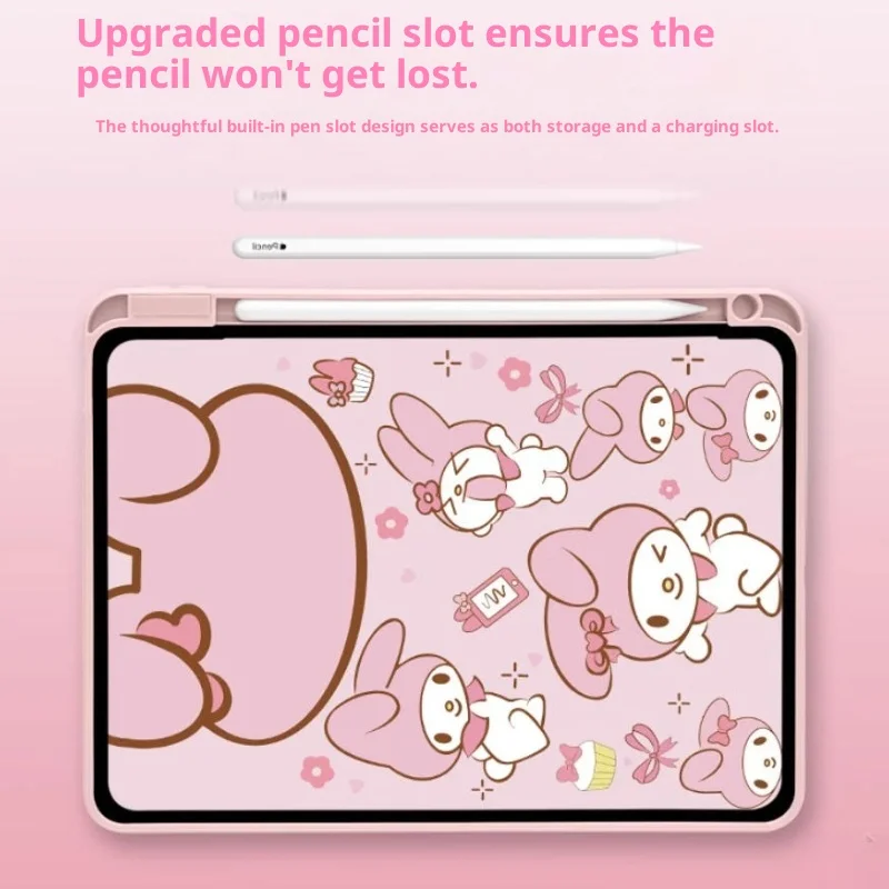 MINISO マイメロディ iPadケース iPad Air3 4 5 M2 M3 10.9インチ Pro 4 5 6 12.9インチ M4 保護ケース iPad 9/10/11 A16 11インチ タブレットカバー
