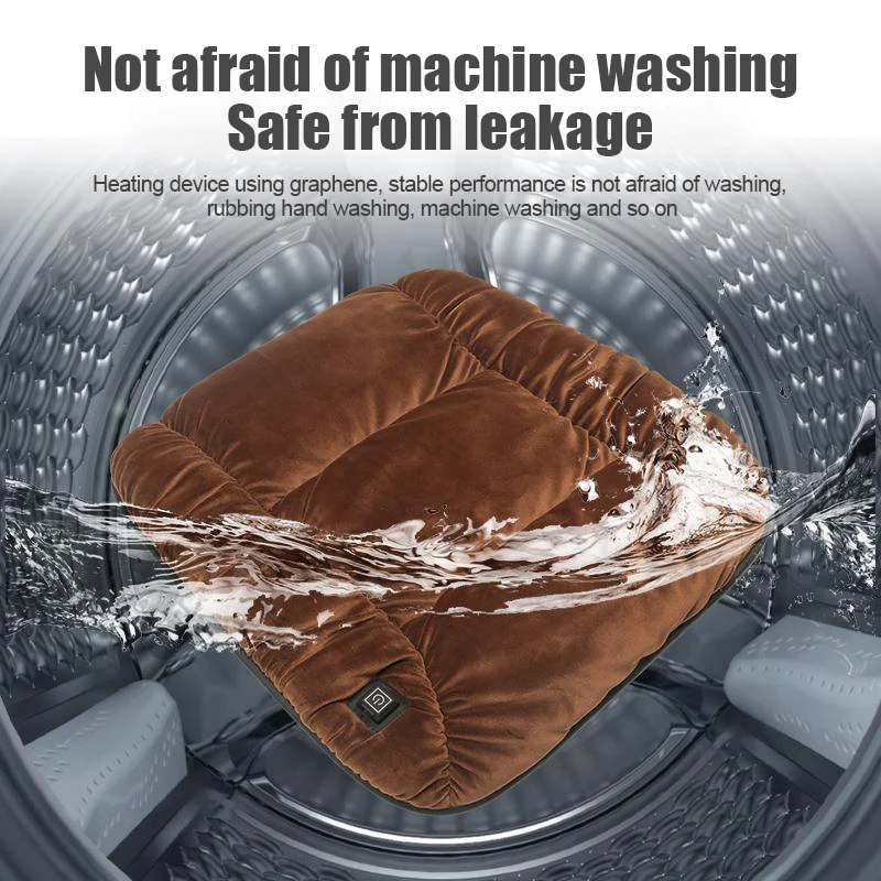 قطعة واحدة من وسادة تدفئة السيارة من الجرافين، وسادة مقعد شتوية من القطيفة - وسادة مفردة كهربائية USB دافئة مثبتة على السيارة 12 فولت #6