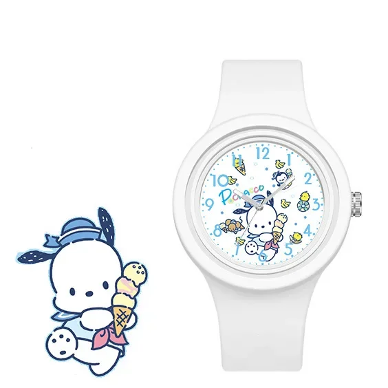 Sanrio Hello Kitty Watch Kuromi Cinnamoroll Silicone Strap Quartz Casual Cartoon Melody WristWatch Girls Children Birthday Gifts