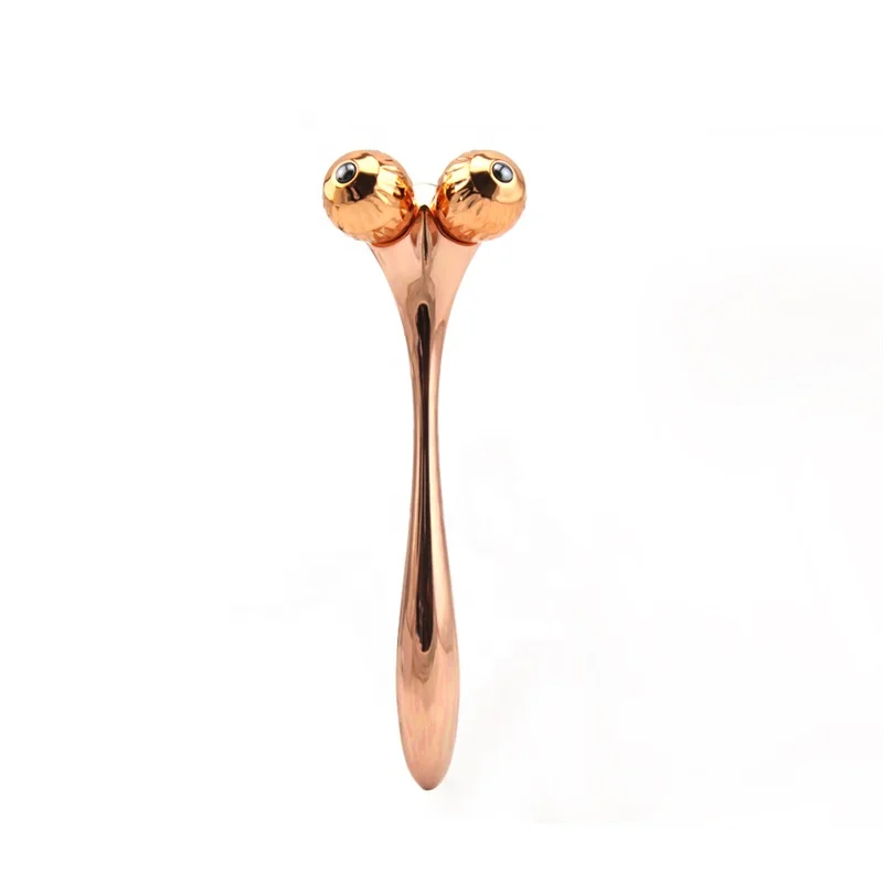 Rodillo de masaje ocular, palo de rodillo de masaje de mano de acero inoxidable, rodillo 3D, masaje facial en forma de V