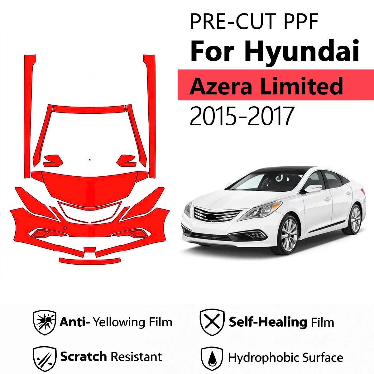 Pre-Cut Paint Protection Film PPF Transparent Car Film Automotive PPF Professional For Hyundai Azera Limited 2015-2017