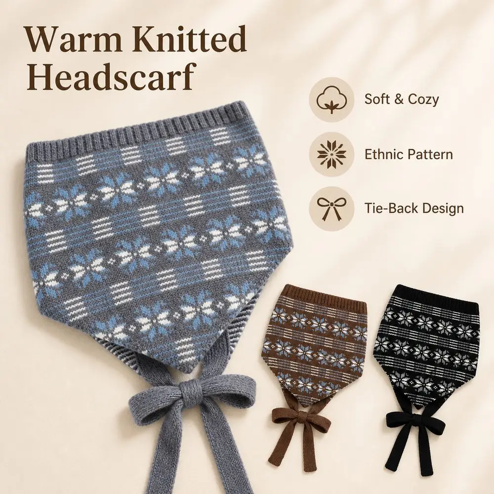 Yarn Triangle Hip Scarf Knitted Texture Vintage Style Knitted Waist Wrap Triangle Shape Fair Isle Pattern Triangle Waist Scarf