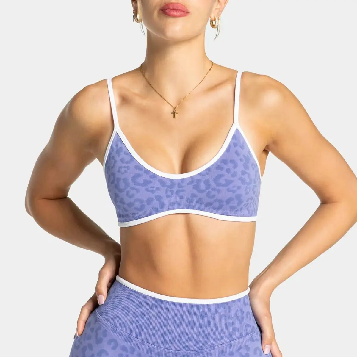 Damen Sport-BH mit Leopardenmuster für Outdoor-Laufen, Fitness-Studio, Workout, Aktivwear mit Stoßdämpfung