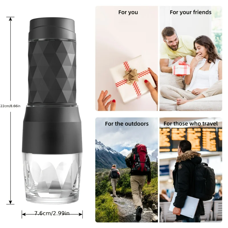 휴대용 커피 메이커 에스프레소 머신 핸드 프레스 캡슐 그라운드 커피 브루어 여행 및 피크닉을위한 휴대용