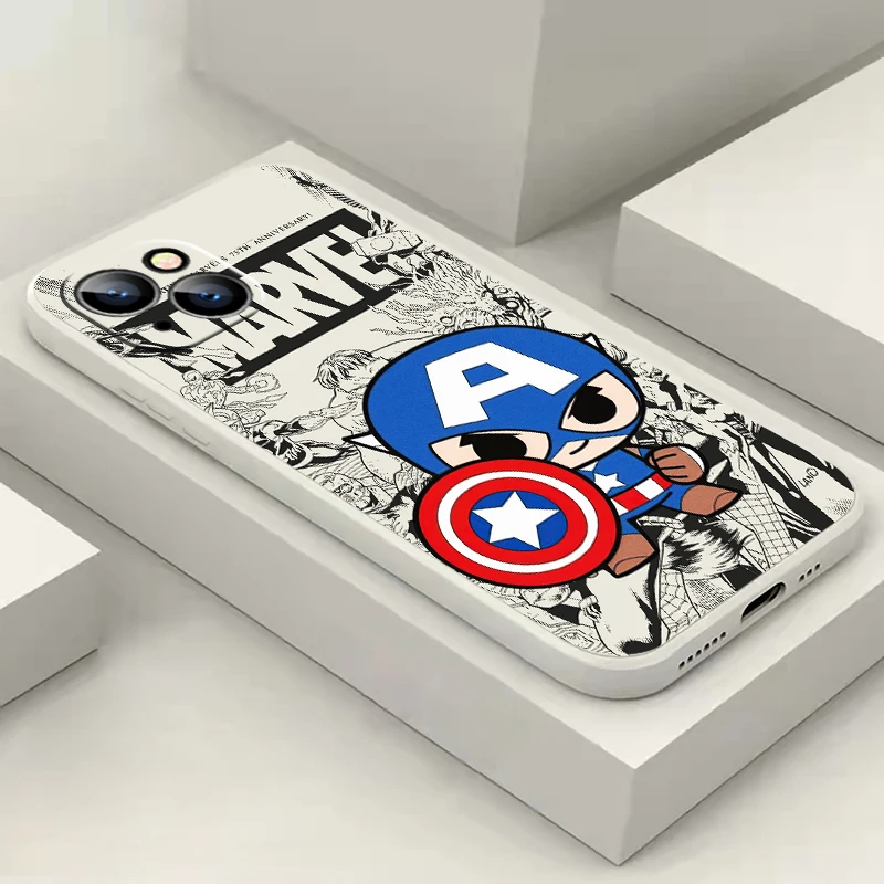 Marvel Logo Spiderman Voor Iphone 15 14 7 8 Plus 13 12 11 Pro Xs Xr Xs Max 13 12 Mini Telefoonhoesje Vloeibare Siliconen Hoes Carcasa