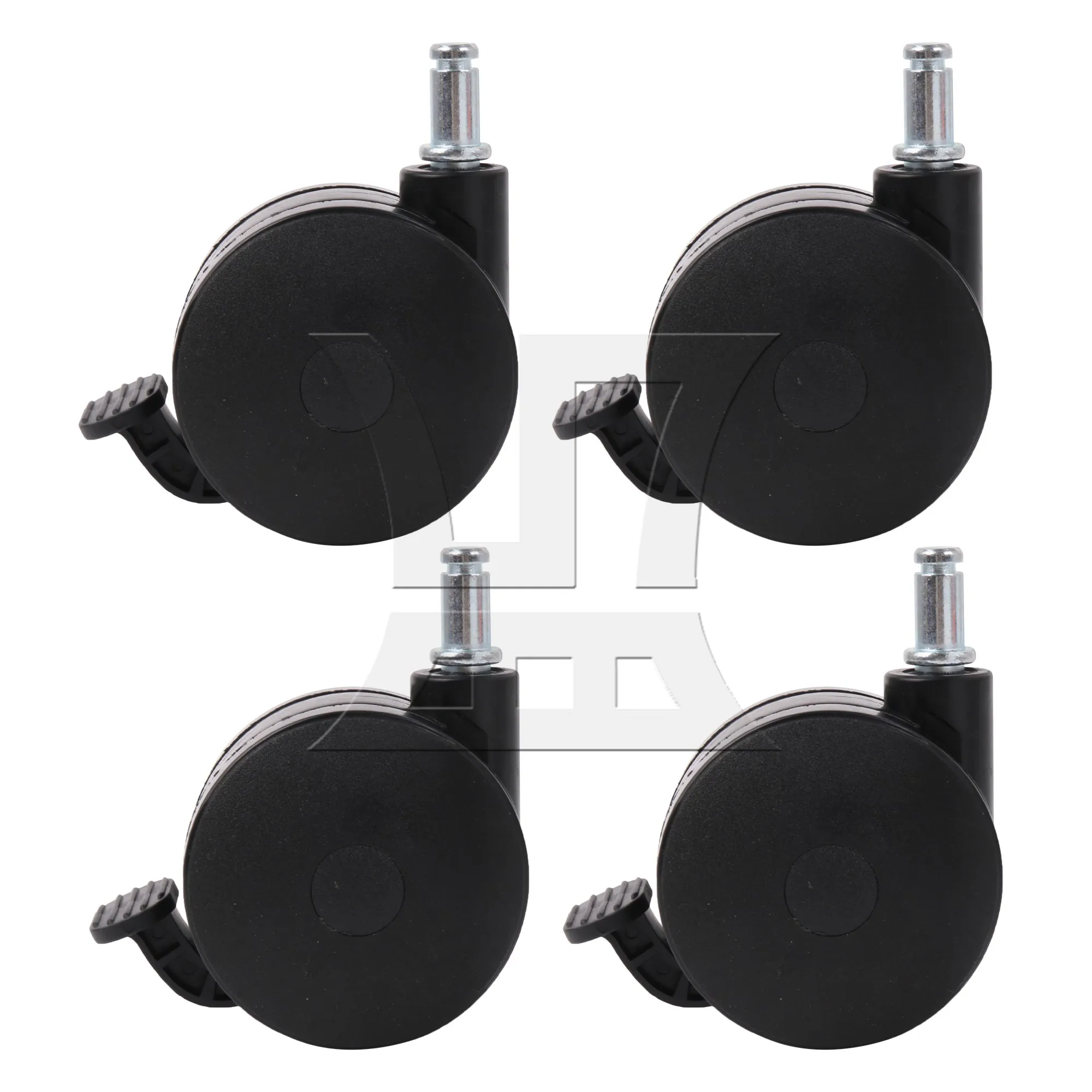 

BQLZR 4 Pcs Swivel Caster 3" Plastic Wheels Black w/ Brakes for Office Chair