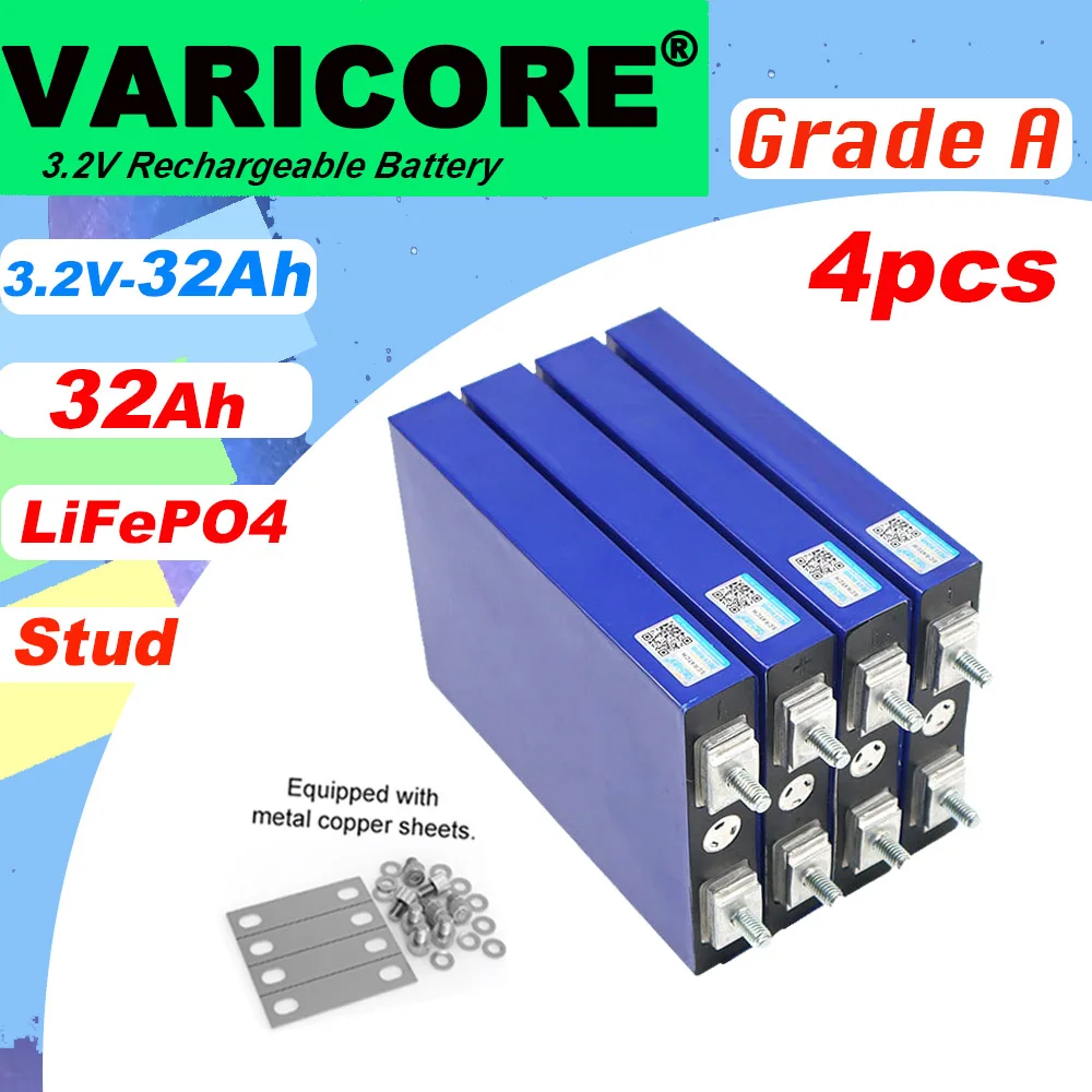 

4pcs VariCore 3.2V 30AH 5C Battery pack LiFePo4 Lithium for diy 12V E-bike Scooter Wheel Chair AGV Car Golf Carts Batteries