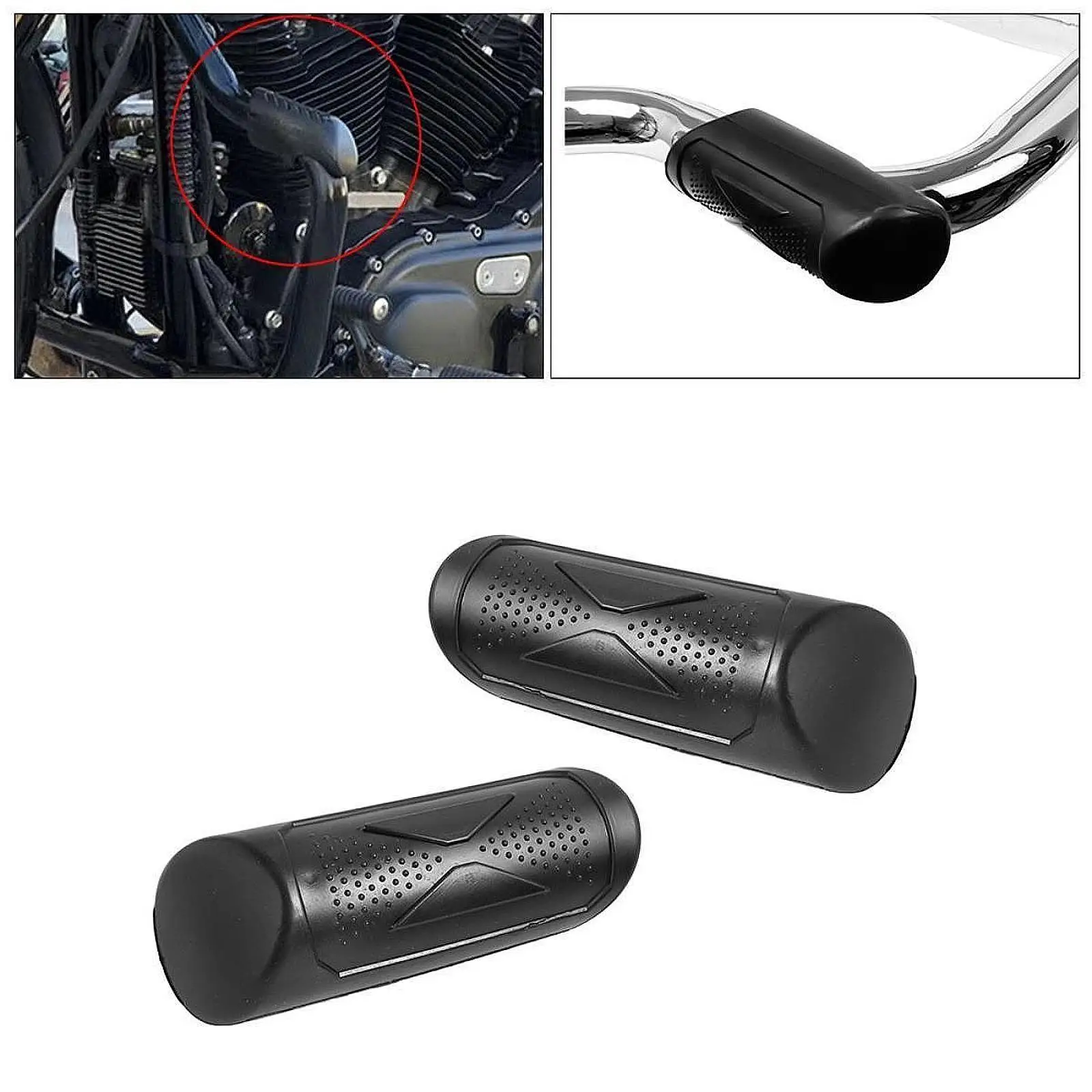 Vintage Rubber Crash Bar Protector Motorcycle Wear Resistant Frame Guard Universal 32mm Effective Anti Fall for Easy Install