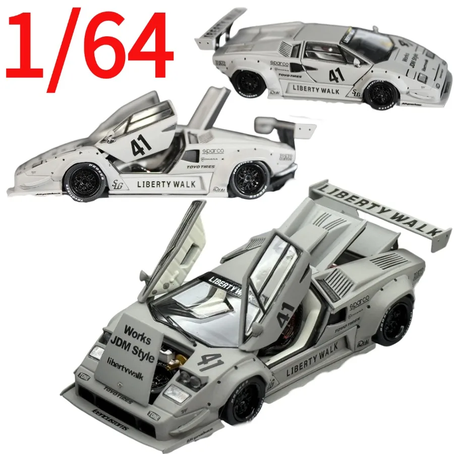 TOPART Diecast 1/64 Lamborghini Countach LB Fully Open Car Model Play Vehicles Collectible Model Cars Toys for Boys Gift