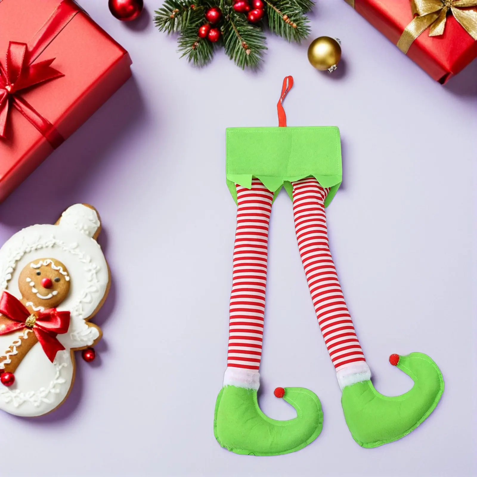 3Pcs Christmas Elf Legs Hanging Decorations 17.3 Inch Polyester Stable Material Xmas Tree Car Trunk Door Window Holiday Decor