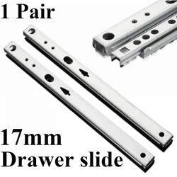 1Pair Micro Drawer Slide Ball Guide Two Sections 17mm Wide Steel Fold Drawer Steel Ball Slide Rail Furniture Hardware Fittings