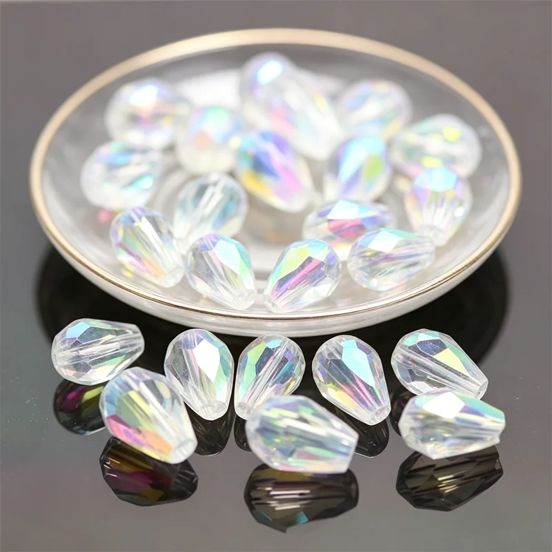 Teardrop White AB 3x5mm 4x6mm 5x7mm Waterdrop Glass Crystal Beads DIY Jewelry Accessories Loose beads