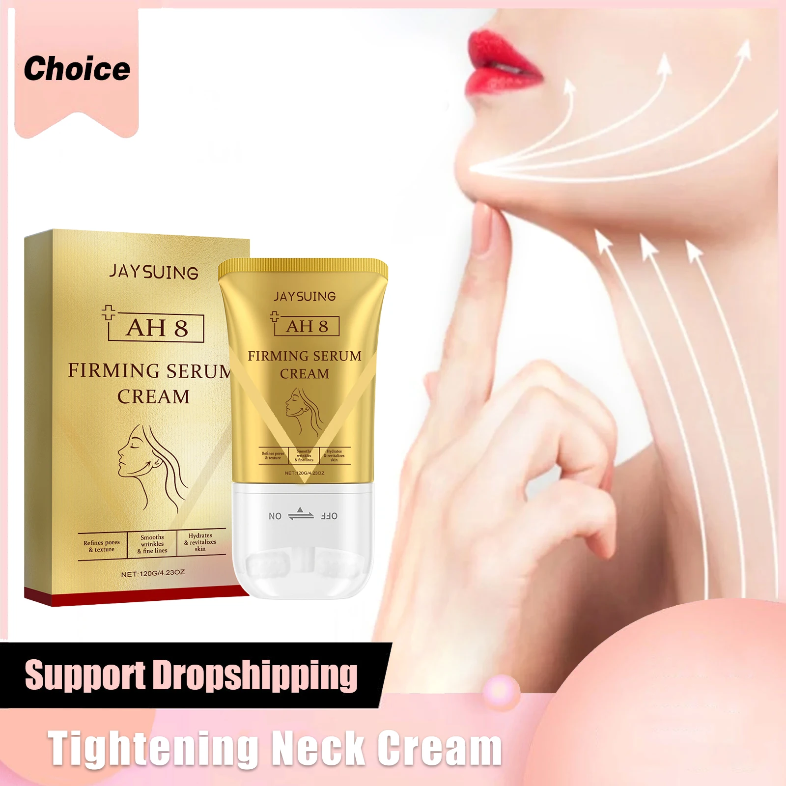 Ah-8 Firming Neck Cream Hexapeptide Loose Sagging Skin Smoothing Neck Lines Wrinkles Tighten Anti-Aging Instant Face Lift Cream