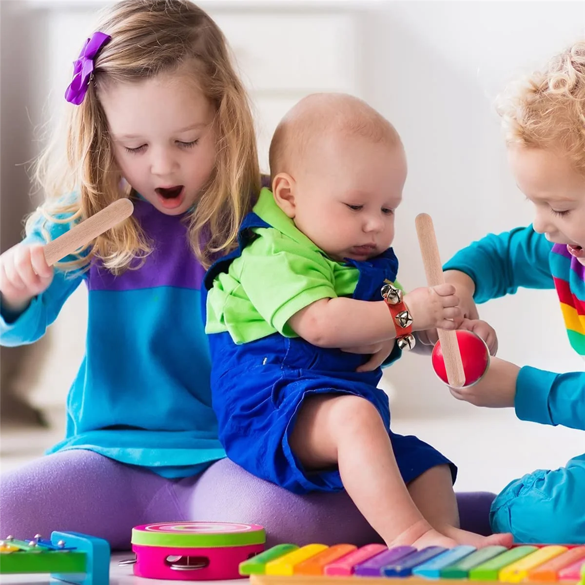 Palos de ritmo Musical para niños, palitos luminosos de madera clásica, instrumento de percusión Musical, 20 piezas, 8 pulgadas