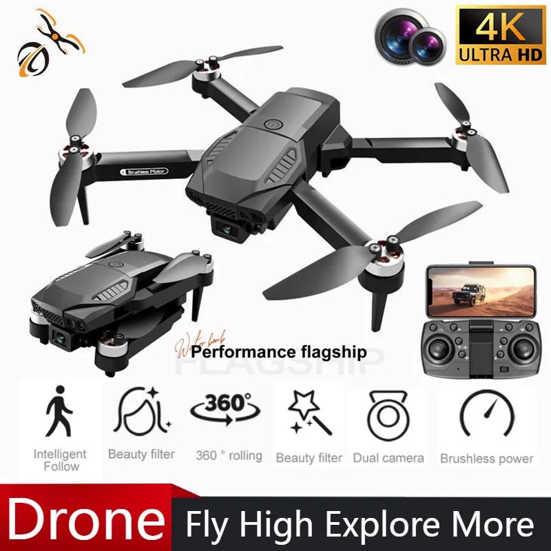 NEW F198 Drone HD 4K Aerial Photography Wide Angle Dual Camera WIFI FPV Professional With Brushless RC Foldable Quadcopter Toys