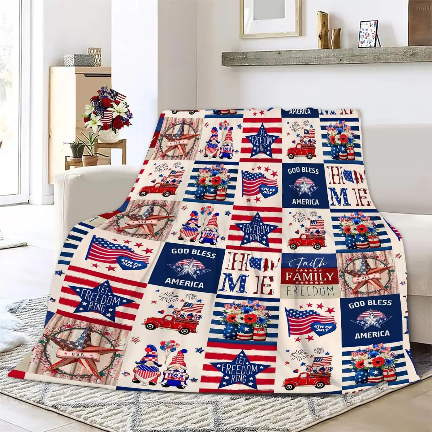 Luxury 74 Patriotic Carpet Celebrity Independence Day Sofa Carpet, Soft and Warm Sofa Bed Carpet, Patriotic Gift