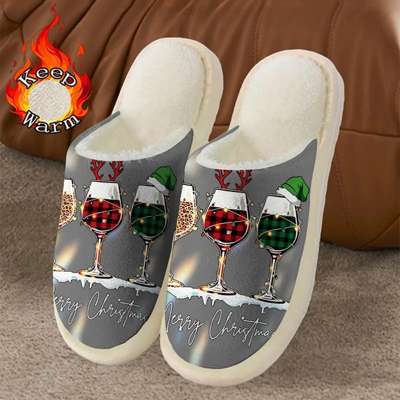 

Winter Print Women's Slippers Home Flats Cartoon Luxury Designer Woman Shoes Casual Fashion Indoor Fuzzy Fur Slides Soft Sole