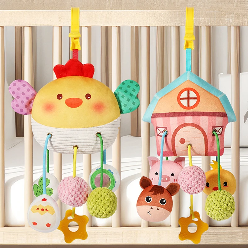 Chocalho do bebê cama do bebê pendurado cordão brinquedo carrinho de bebê recém-nascido brinquedo bonito brinquedos educativos aperto de mão de pelúcia bebe brinquedos para dormir