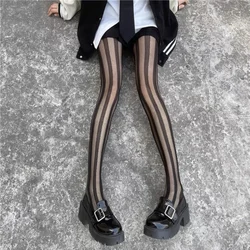 Girls Black Nylon Gothic Style Tights Pantyhose Panties Underwear Women Sexy Striped Lolita Socks Stockings Lingerie Leggings