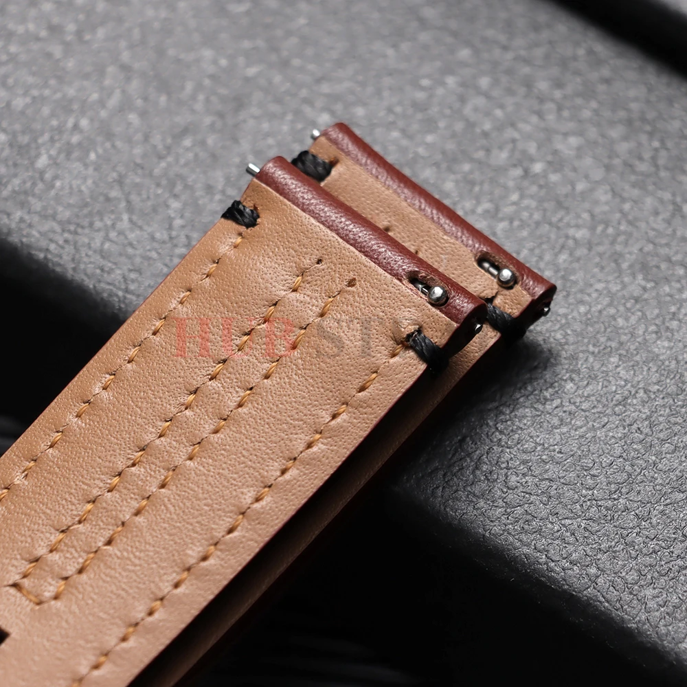 20mm 22mm Retro Genuine Leather Watch Band Butterfly Buckle Straps for Seiko Rugged Double Bone for Omega Men Women Accessories
