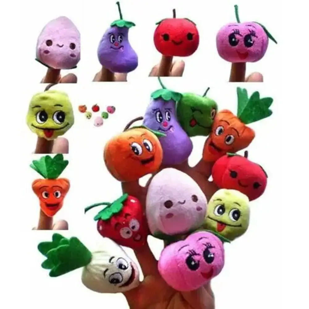 10 PCS Cartoon Fruit/Vegetable Finger Puppets Toys Cute Different Educational Cognitive Toy Mini Teaching Role-Playing Puppets