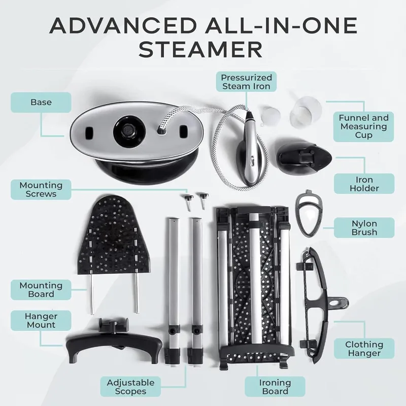 Steam & Go - All-in-One Garment Steamer and Iron, Pressurized Steamer For Clothes with Ironing Board and Clothing Hanger