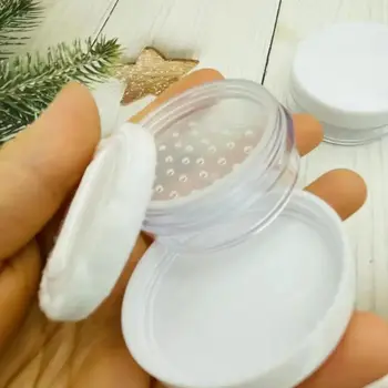 20g loose powder sifter jar mesh white cap cosmetic powder container jar with puff