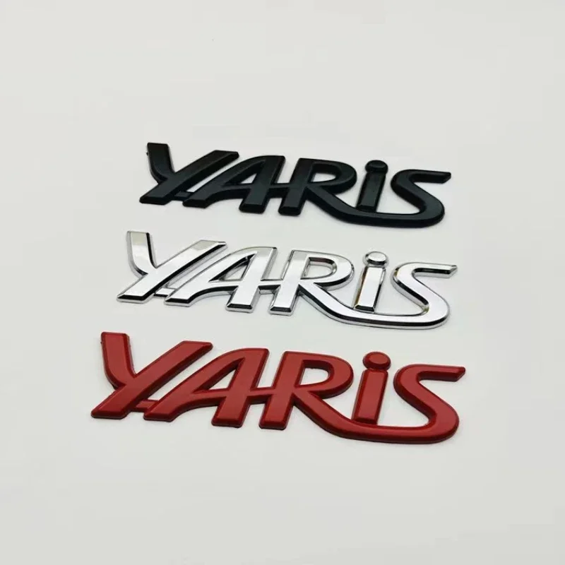 3D metal Black Silver Chrome Car Letter Emblem Rear Tail Trunk Decals Sticker for YARIS Logo Badge Styling Auto Accessories