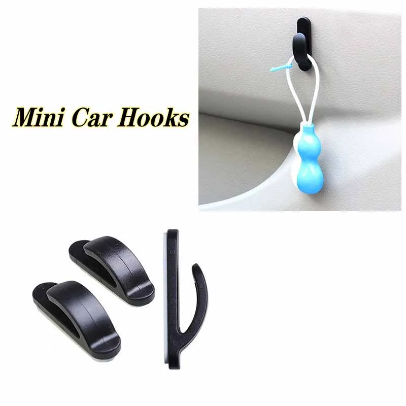 Mini Car Hooks Black Plastic Self Adhesive Invisible Hooks For USB Cable Headphones Key Bag Locker Car Storage Accessories