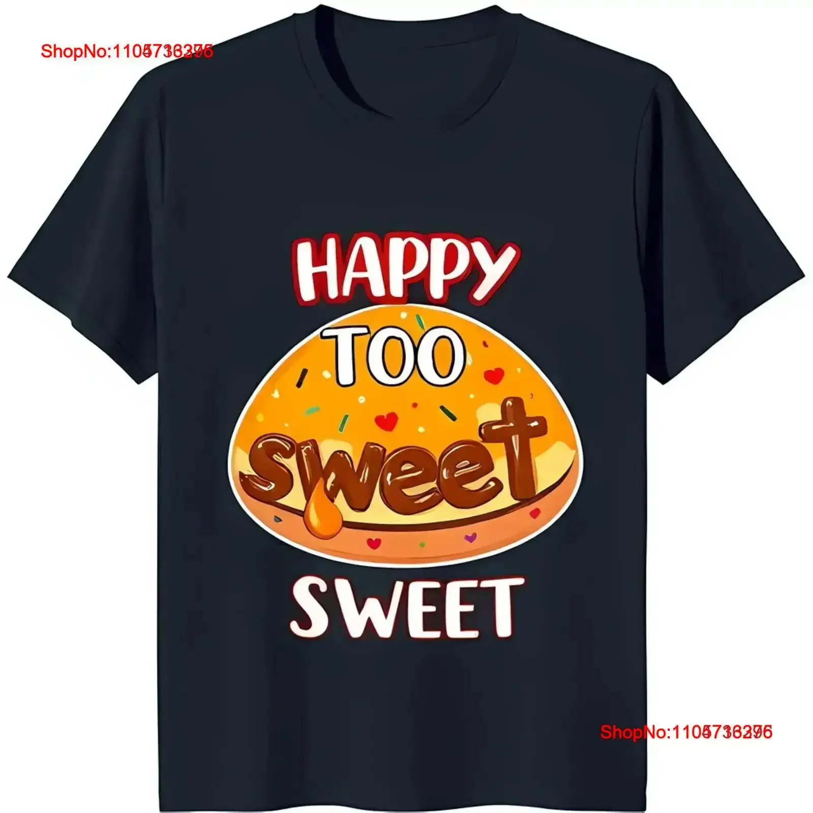 Whimsical Cartoon Pastry T Shirt Blue 'HAPPY TOO SWEET' Design vintage Washed Versatile Breathable Top For Everyday Wear