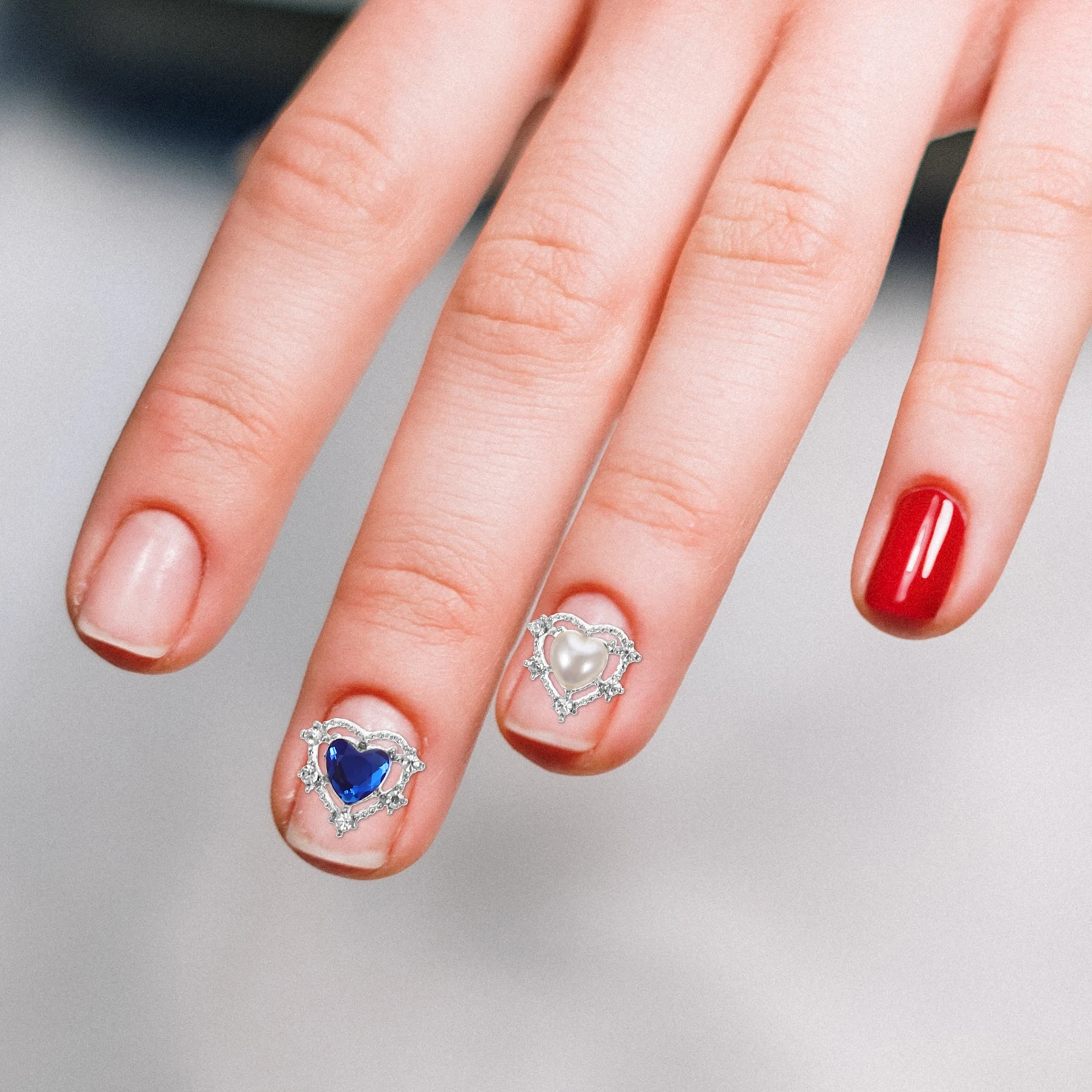 

10 Pcs Multi Colored Nail Diamonds Rhinestones Heart Charms for Manicure Decoration DIY Craft Home Use False Nails Art