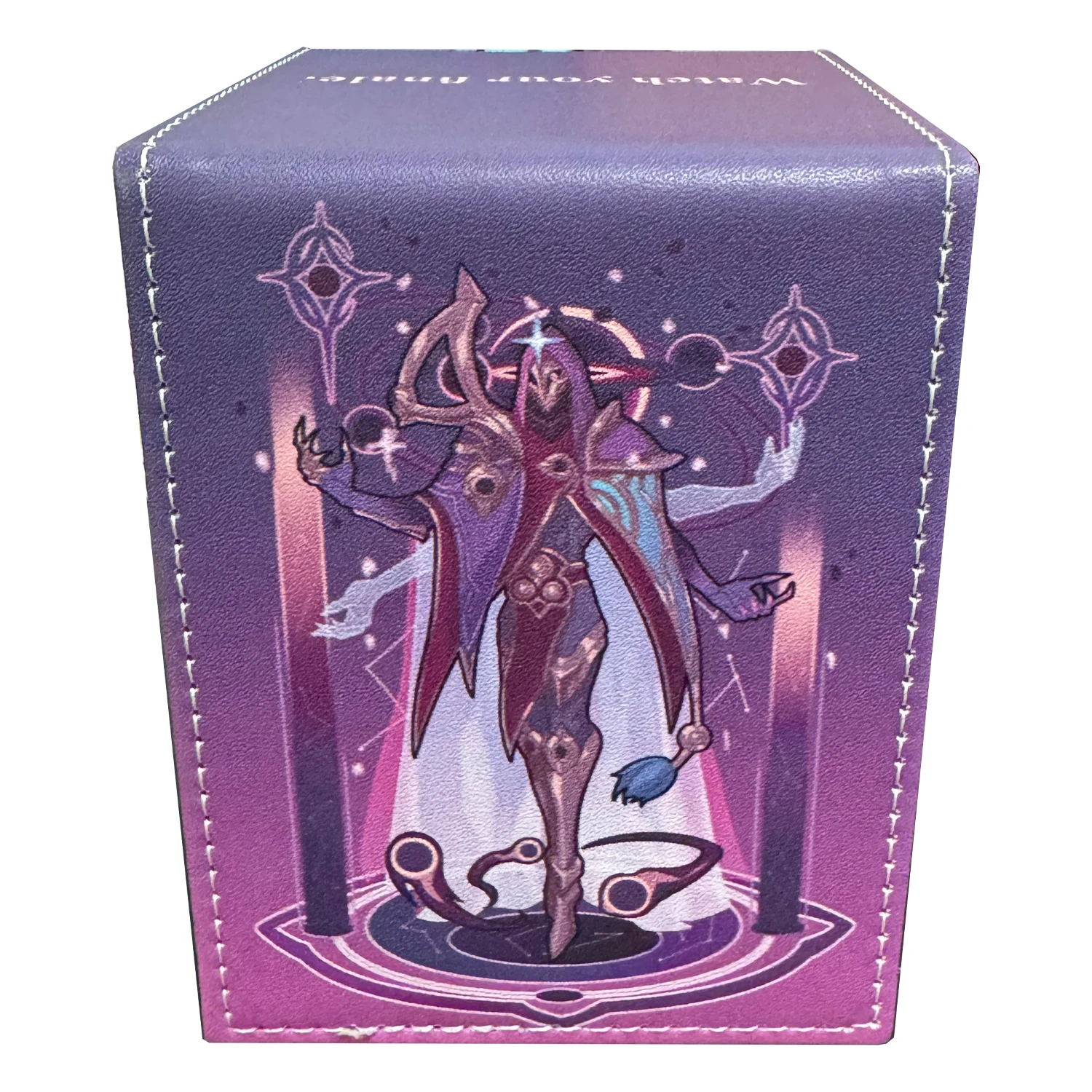 DIY Selbstgemachte The Virtuosos Karten-Aufbewahrungsbox Khada Jhins mit Sichtfenster Hochwertige Leder-Kartenbox für Anime-Karten Geschenk-Spielzeug