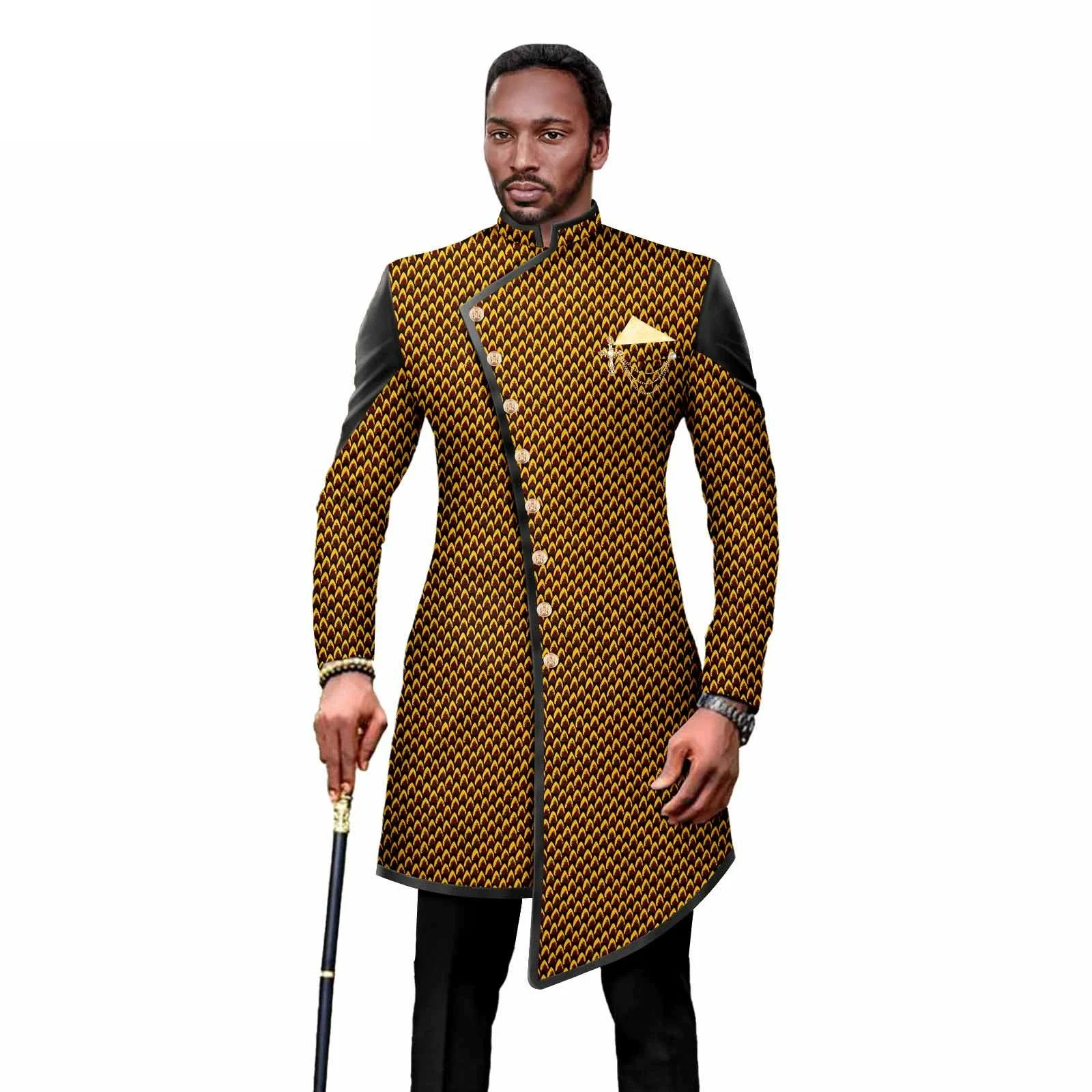 

Sale New African Suit for Men Traditional Wedding Bazin Riche Attire Custom Business Attire Fashion Jacket Coat Pants Set Party