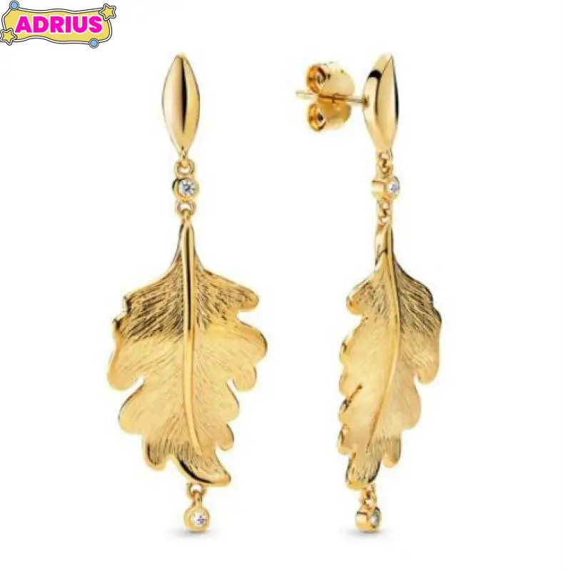 925 Sterling Silver Original Earring Dazzle And Shine Oak Leaf Studs Earring For Women Wedding Gift Fashion Jewelry