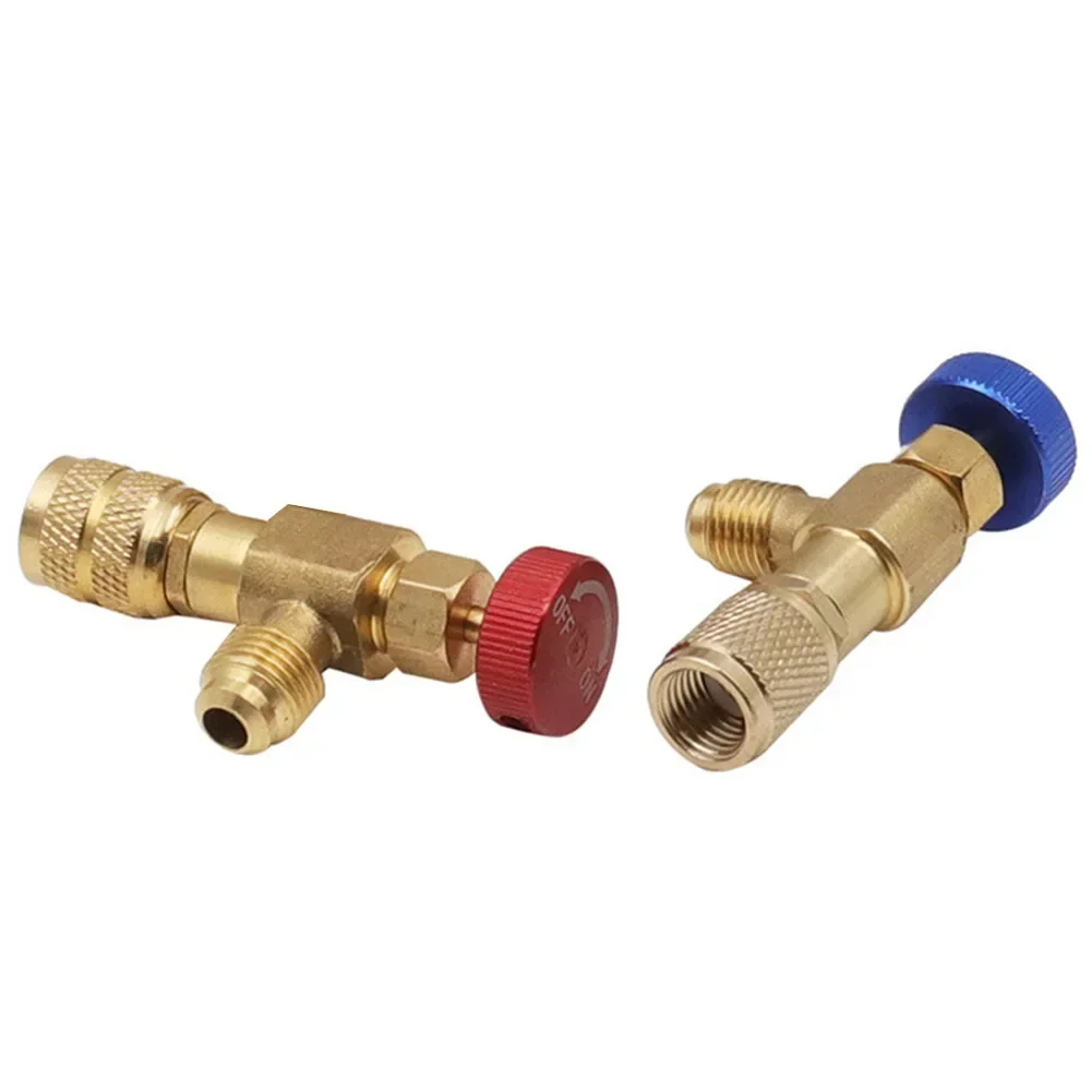 2PCS Air Conditioning Fluorine Safety Manual Valve Adapter R22/R410 Connector Air Conditioning Adapter HVAC Tools