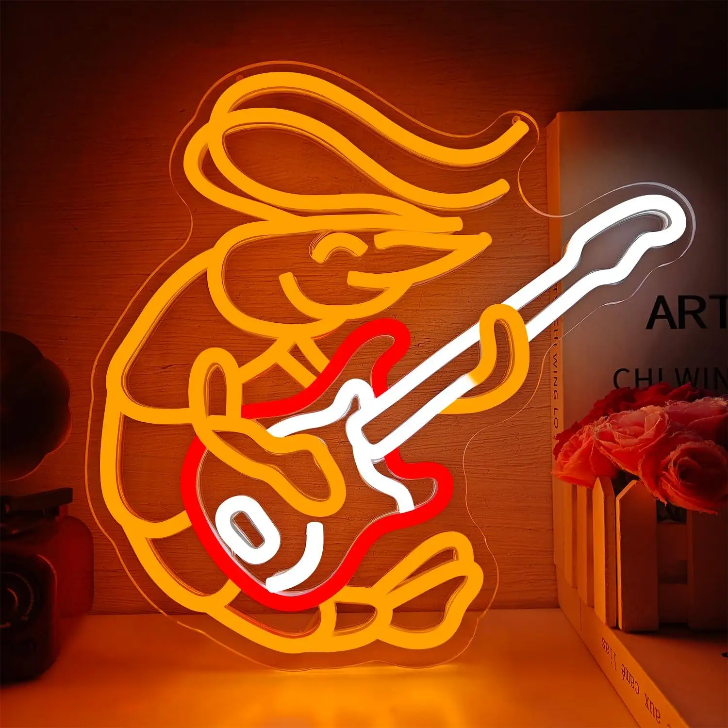 

Shrimp Playing Guitar Neon Sign LED Light Up Sign for Seafood Restaurant Bar Music Room Kitchen Wall Decor Birthday Party Gifts